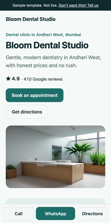 Bloom Dental Studio, Basic version, on a phone